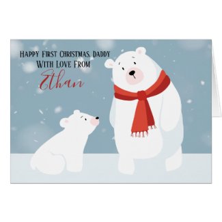 First Christmas Daddy Polar Bear Personalized Card