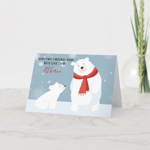 First Christmas Daddy Polar Bear Personalized Holiday Card
