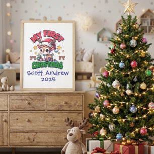 First Christmas Deer Brown Personalize Acrylic Print