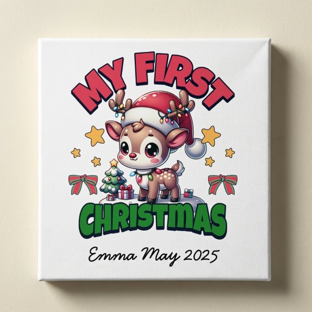 First Christmas Deer Brown Personalize Poster (Creator Uploaded)