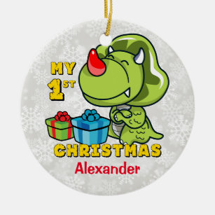 baby's first christmas dinosaur ornament