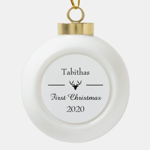 First Christmas Editable Holiday Ceramic Ball Christmas Ornament