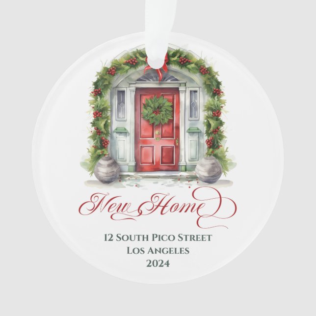 First Christmas Elegant Monogrammed New Home  Ornament (Front)