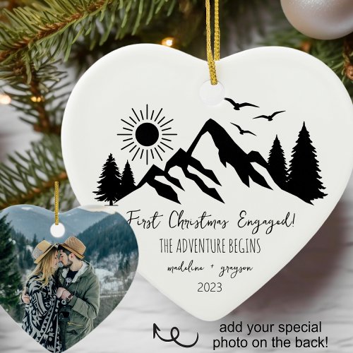 First Christmas Engaged Adventure Ceramic Ornament