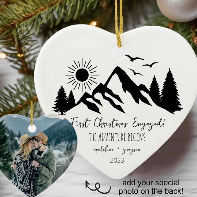 First Christmas Engaged Adventure Ceramic Ornament (Creator Uploaded)