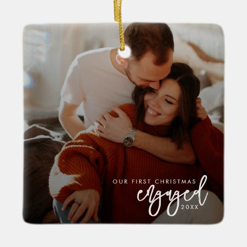 First Christmas Engaged Ceramic Ornament