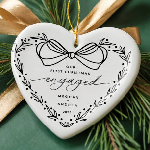 First Christmas Engaged Ceramic Ornament