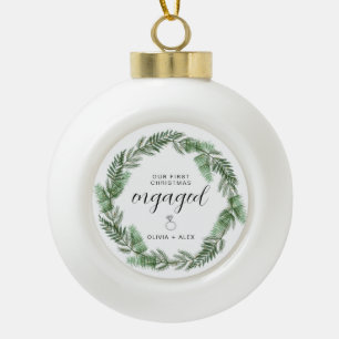 First Christmas Engaged Christmas Gift For Couples Ceramic Ball Christmas Ornament