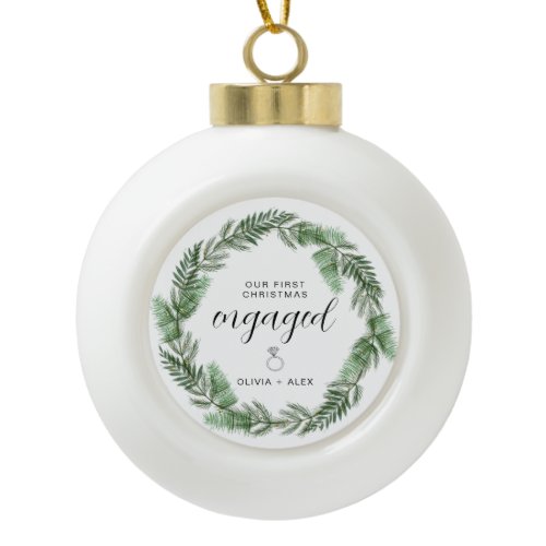 First Christmas Engaged Christmas Gift For Couples Ceramic Ball Christmas Ornament
