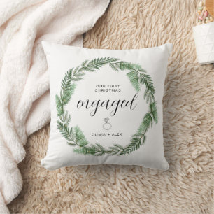 First Christmas Engaged Christmas Gift For Couples Throw Pillow