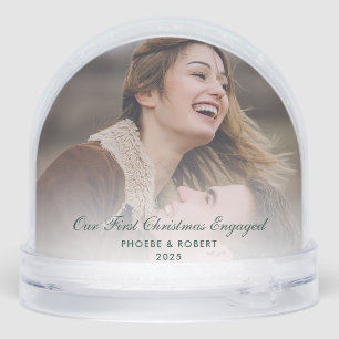 First Christmas Engaged Cute Photos Custom Snow Globe