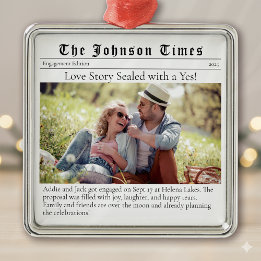 First Christmas Engaged | Engagement Announcement Metal Ornament