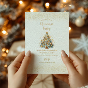 First Christmas Engaged gold Holiday Card