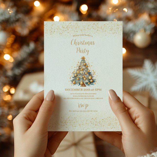First Christmas Engaged gold Holiday Card (Creator Uploaded)