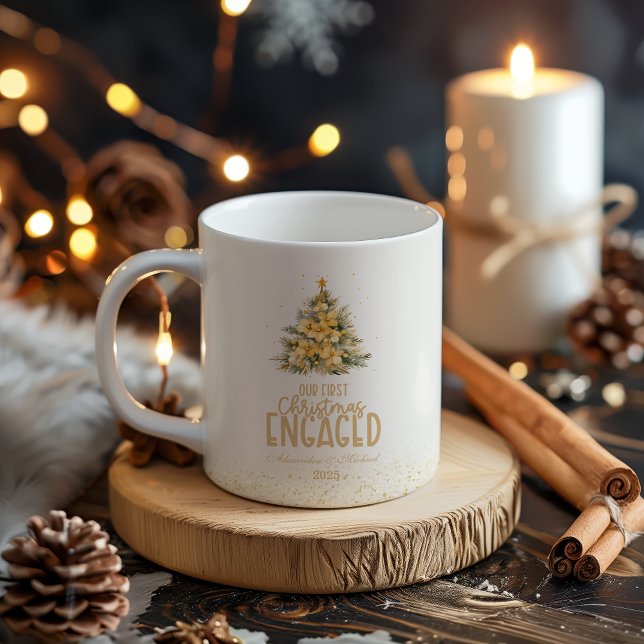 First Christmas Engaged gold photo  Coffee Mug (Creator Uploaded)