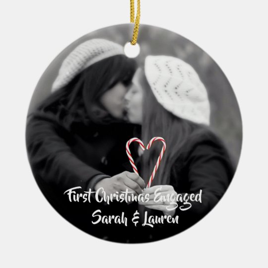 First Christmas Engaged | Lesbian Couple Ceramic Ornamentcom