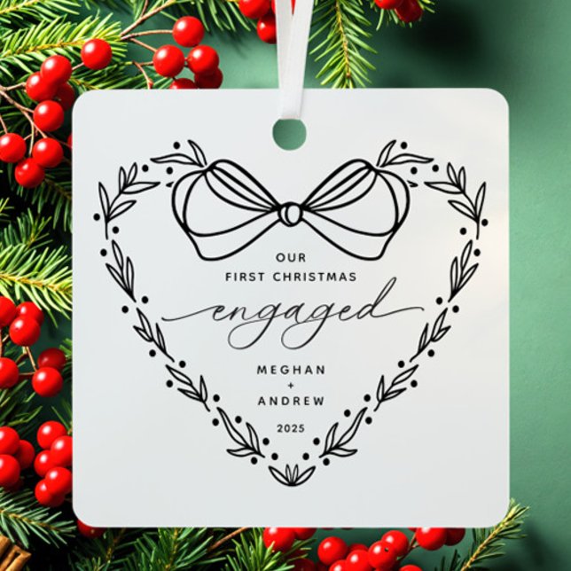 First Christmas Engaged Metal Ornament (Creator Uploaded)