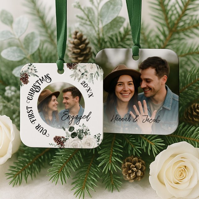 First Christmas Engaged Metal Ornament (Creator Uploaded)