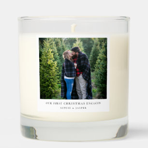 First Christmas Engaged Minimal Engagement Photo Scented Candle