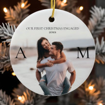 First Christmas Engaged Modern Couple 2 Photo