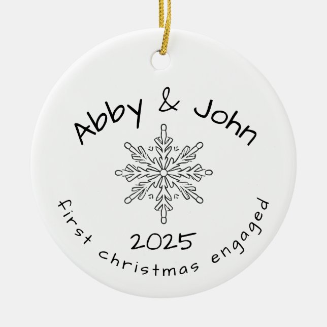 First Christmas Engaged Ornament Minimalist  (Front)