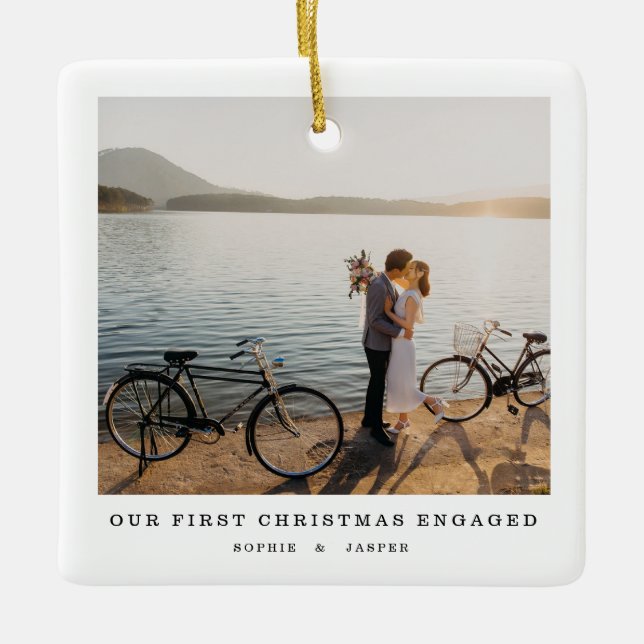"First Christmas Engaged Ornament | Minimalist Pho (Front)