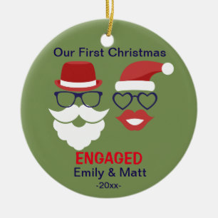 First Christmas engaged ornament - mustache lips