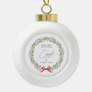 First Christmas Engaged Personalised Christmas gif Ceramic Ball Christmas Ornament