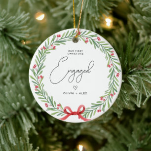 First Christmas Engaged Personalised Christmas gif Ceramic Ornament