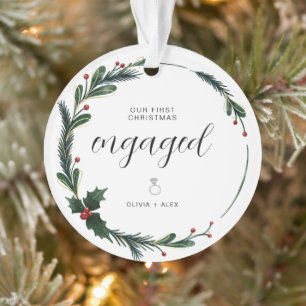 First Christmas Engaged Personalized Couple Gift  Ornament