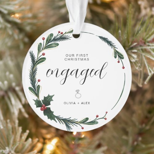 First Christmas Engaged Personalized Couple Gift  Ornament