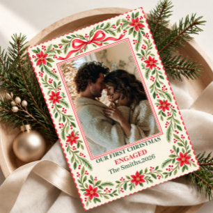 First Christmas Engaged Photo Holiday Card