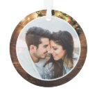 First Christmas Engaged Rustic String Lights Photo