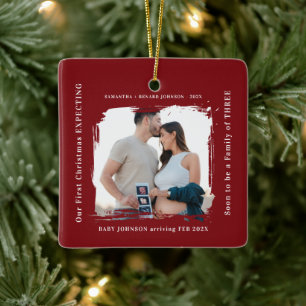 First Christmas Expecting Pregnancy Announcement Ceramic Ornament
