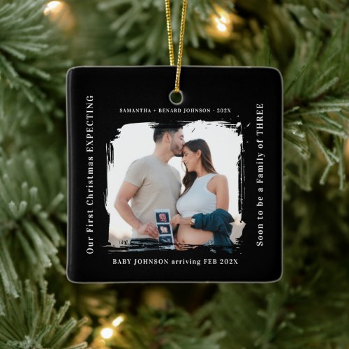 First Christmas Expecting Pregnancy Announcement  Ceramic Ornament