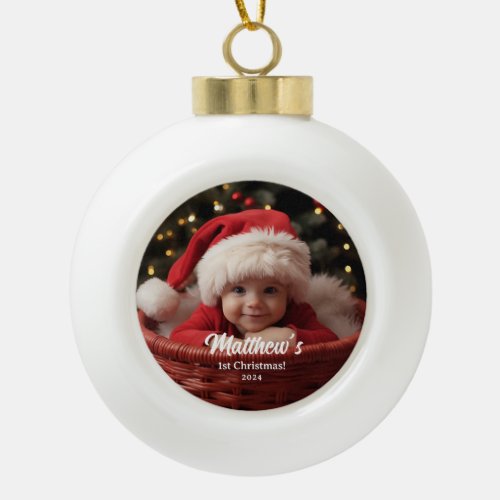 First Christmas Family Customizable Snowflake  Ceramic Ball Christmas Ornament