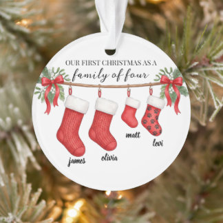 First Christmas Family of Four Stockings Ornament