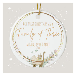 First Christmas Family of Three Ornament