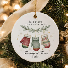 First Christmas Family of Three Personalized