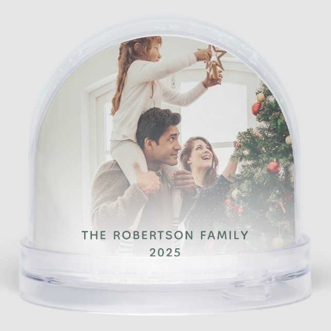 First Christmas Family Photo Modern Custom Snow Globe (Back)