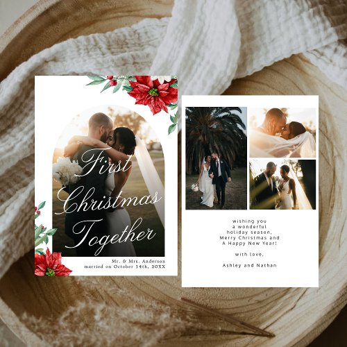 First Christmas Flower newlyweds arch photo  Holiday Card