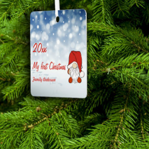 First Christmas Gnomes photo Metal Square Ornament