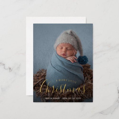 first christmas gold foil birth announcement