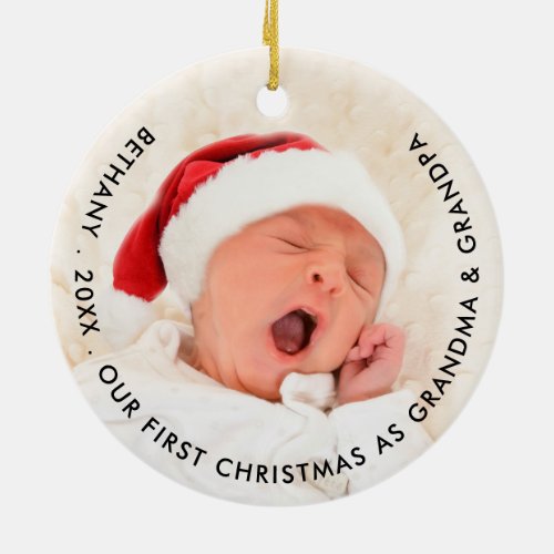 First Christmas Grandma and Grandpa photo Ceramic Ornament