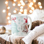 First christmas grandma bell blue snowflake photo coffee mug<br><div class="desc">First Christmas as a grandma with winter ice blue snowflakes pattern,  best grandma ever! With christmas ornament shape 2 photo overlay and a bell shape . All the colors are editable.</div>