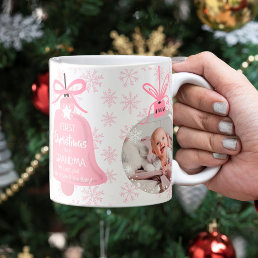 First christmas grandma bell pink snowflake photo coffee mug