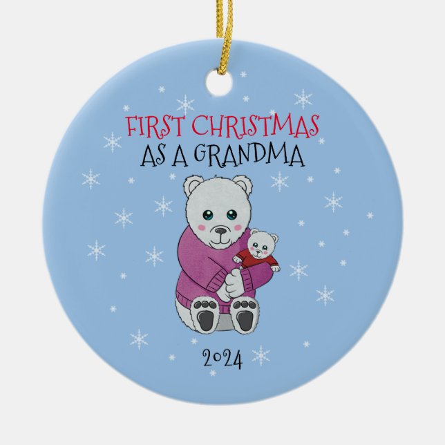 First Christmas Grandma Ceramic Ornament (Front)