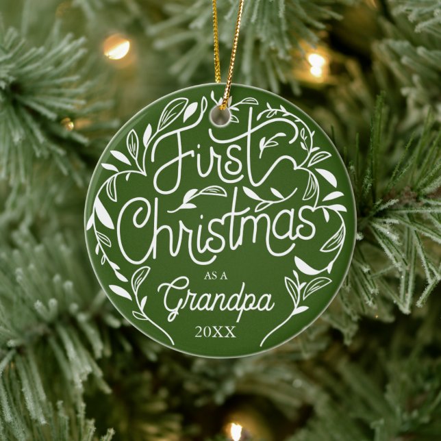 First Christmas Grandpa Grandma Ceramic Ornament (Tree)