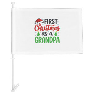 First Christmas Grandpa Santa Hat Car Flag