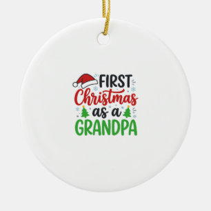 First Christmas Grandpa Santa Hat Ceramic Ornament